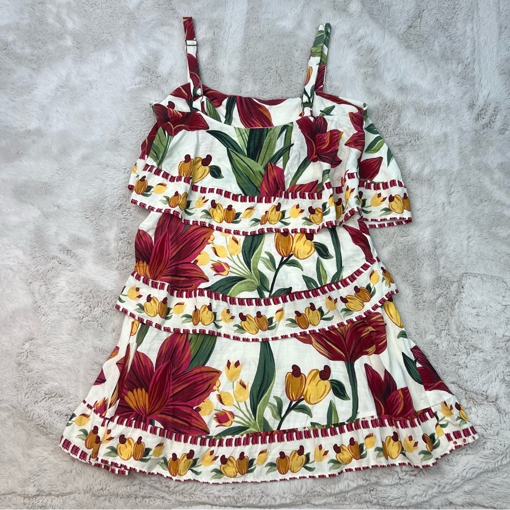Farm Rio Floral Tiered Dress Mini Fall Pumpkin Boho Layered Rare One of a Kind - Picture 11 of 16